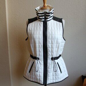 Zenergy by Chico's White Black Size 1 Puffer Lined Sleeveless Vest 1 M
